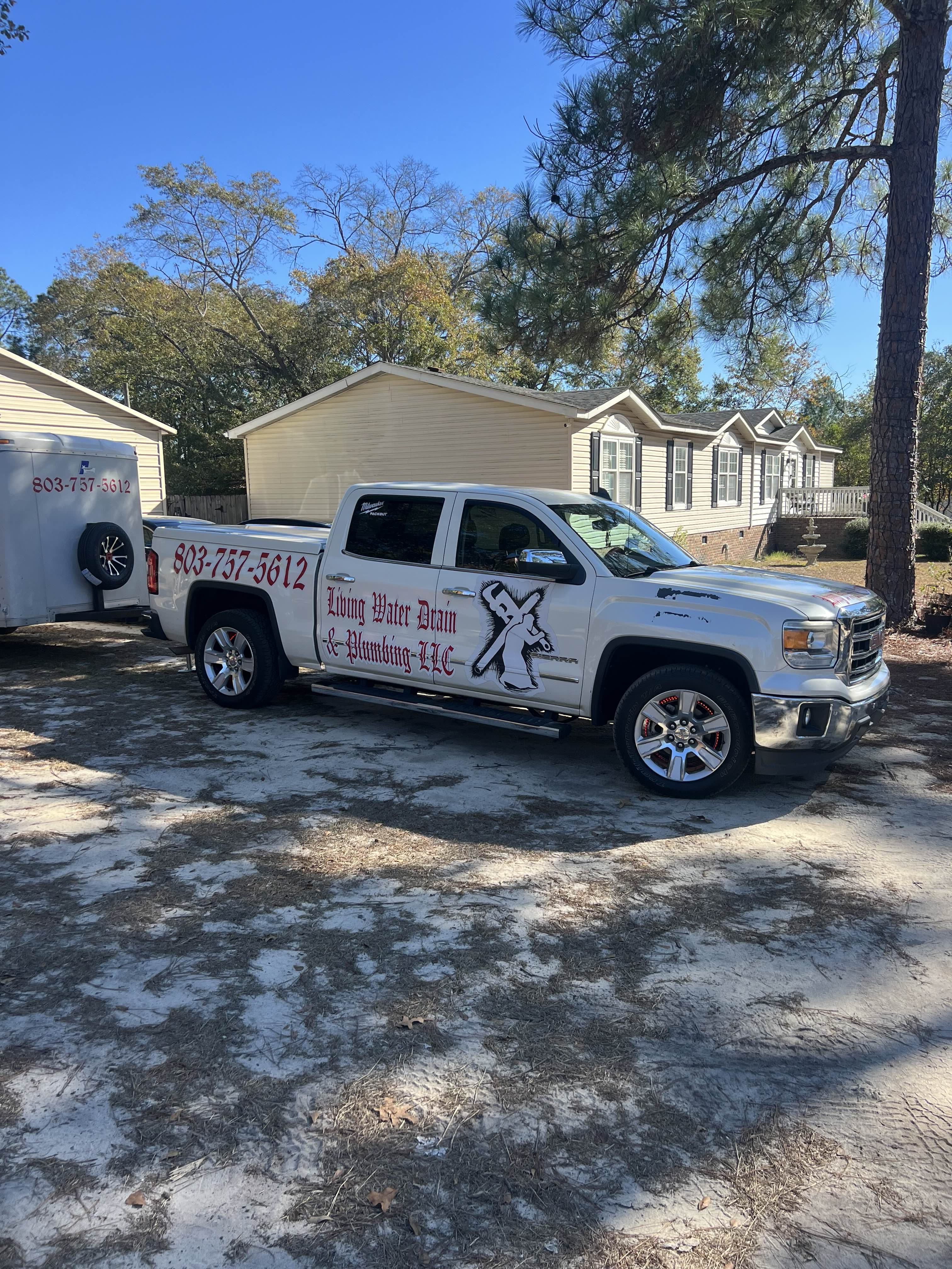 Living Water Drain & Plumbing truck for emergency plumbing in Lexington SC